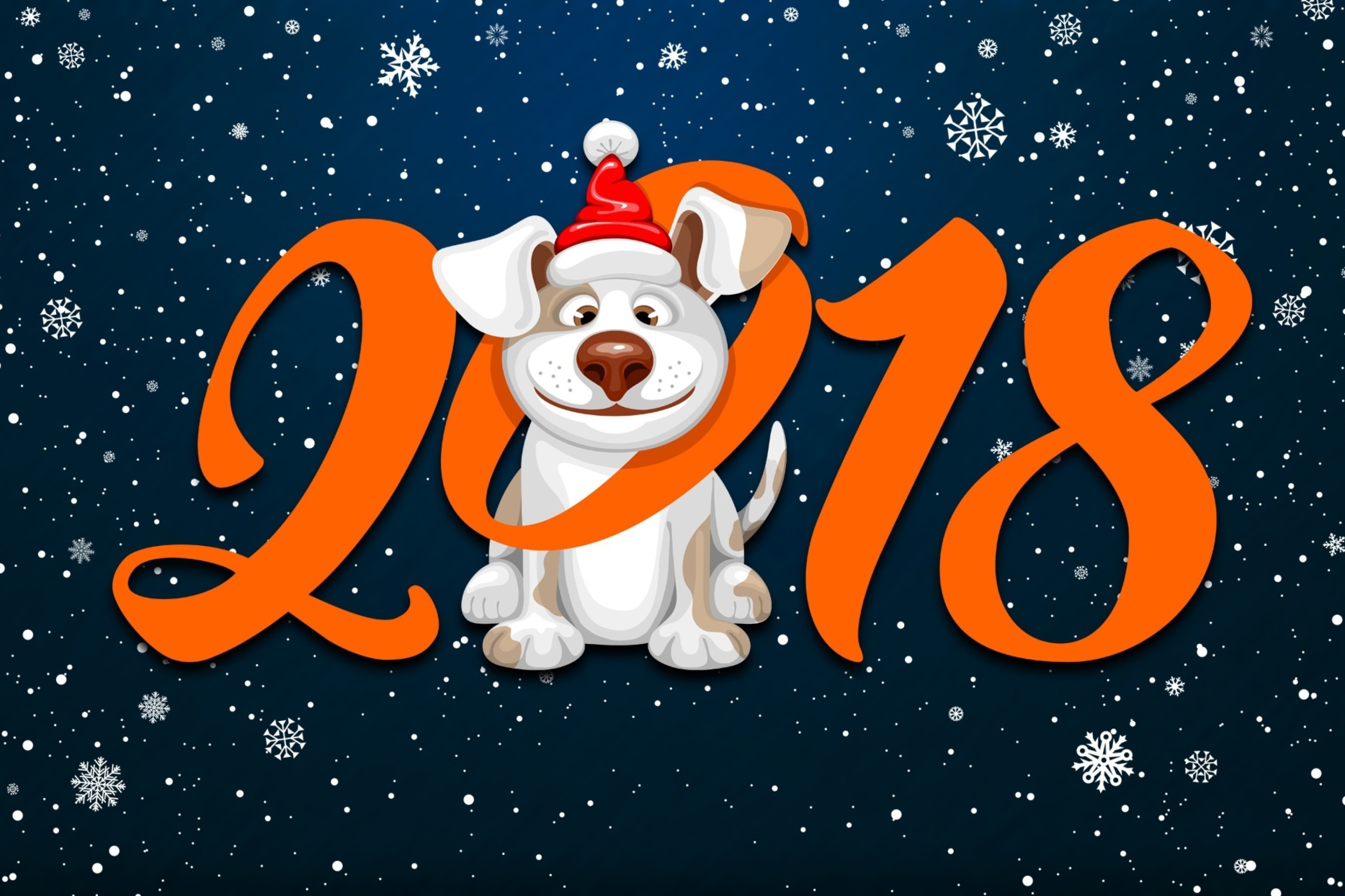 New Year Dog 2018 with Snow wallpaper 2880x1920