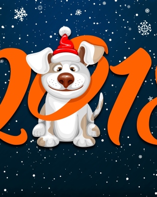 New Year Dog 2018 with Snow Wallpaper for 240x320