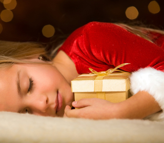 Child With Christmas Present Background for iPad