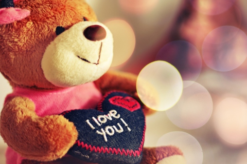 Обои I Love You Teddy Bear 480x320