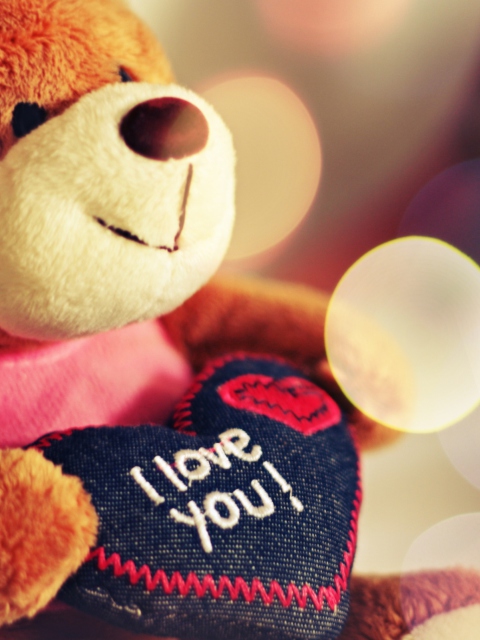 Обои I Love You Teddy Bear 480x640