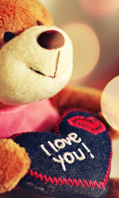 Обои I Love You Teddy Bear 480x800
