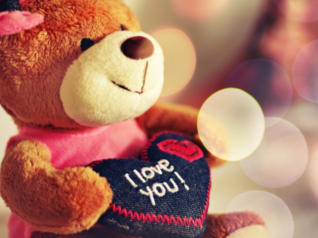 Fondo de pantalla I Love You Teddy Bear 640x480