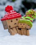 Danbo Is Scared By So Much Snow wallpaper 128x160
