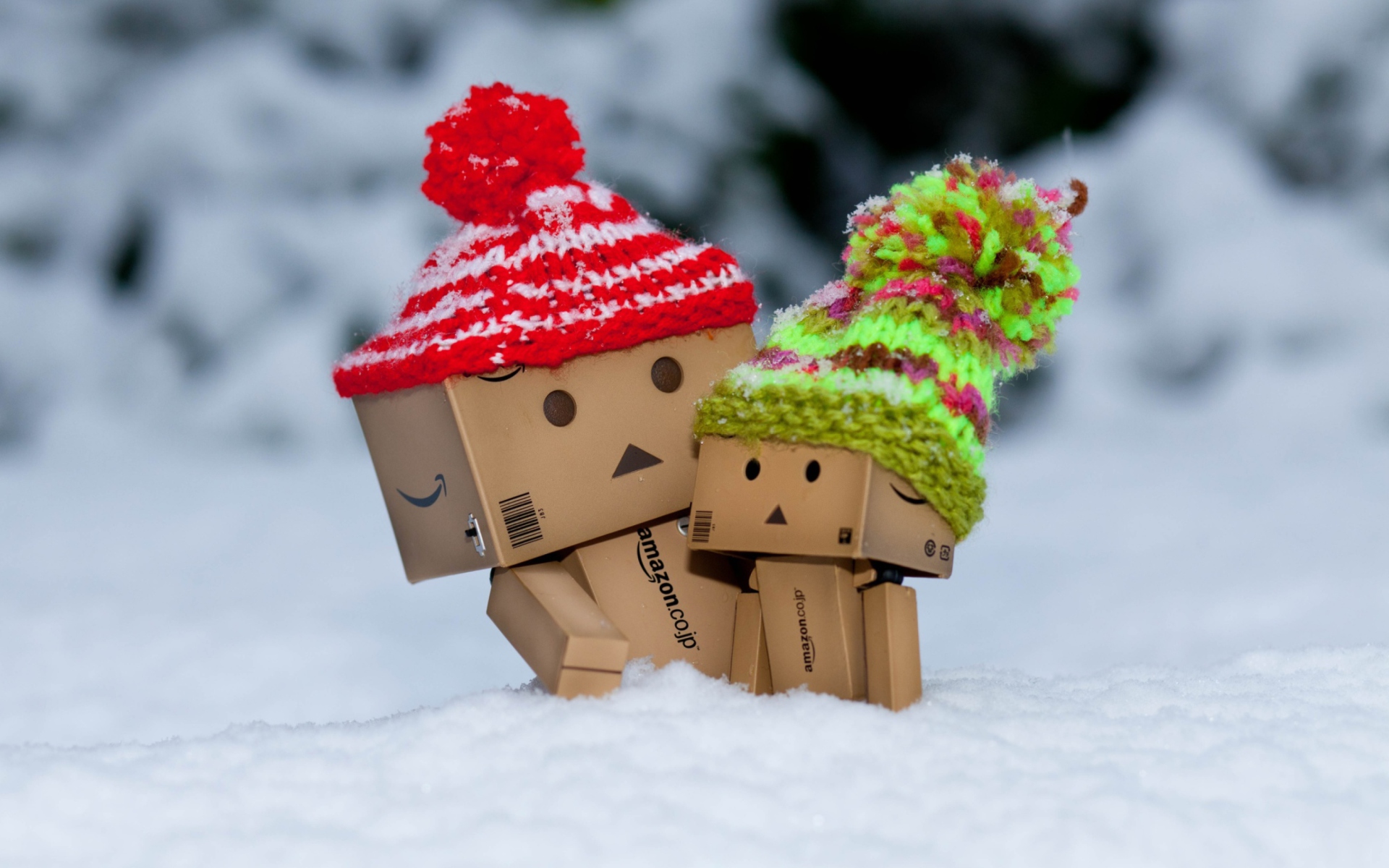 Danbo Is Scared By So Much Snow wallpaper 1920x1200