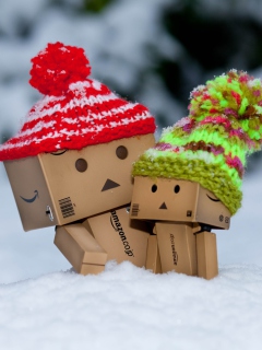 Danbo Is Scared By So Much Snow wallpaper 240x320