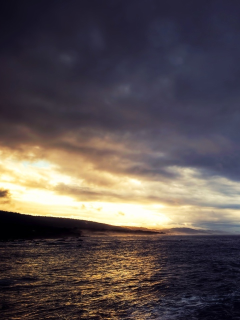 Cloudy Sunset And Black Sea wallpaper 480x640