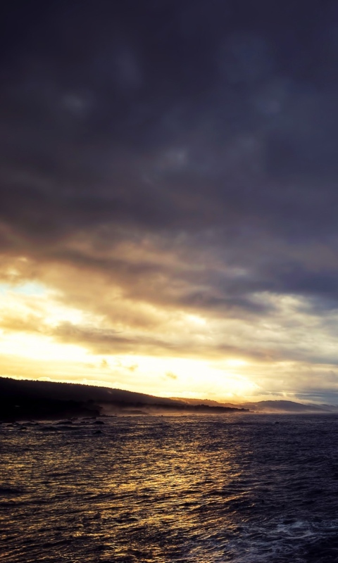 Cloudy Sunset And Black Sea wallpaper 480x800