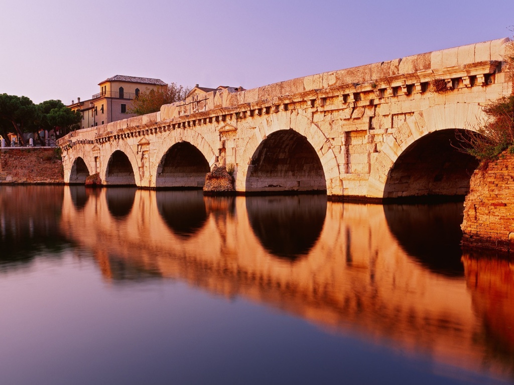 Das Tiberius Bridge, Rimini Wallpaper 1024x768