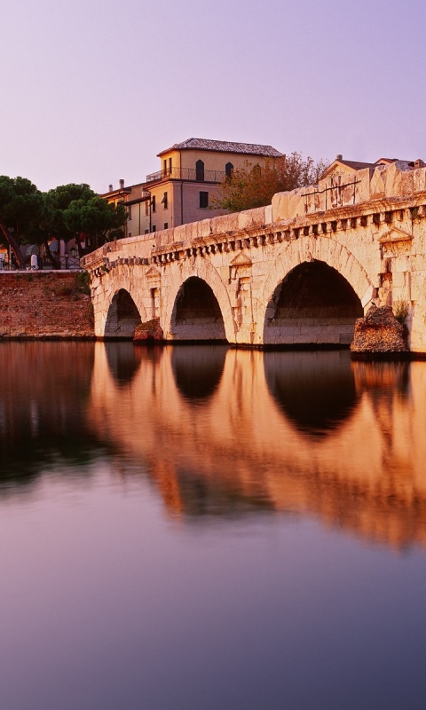 Das Tiberius Bridge, Rimini Wallpaper 480x800