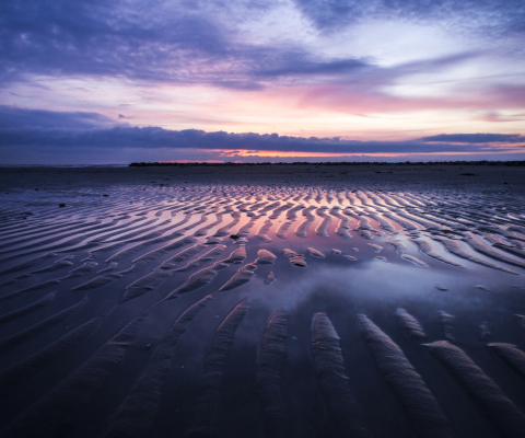 Sand Dunes And Pinky Sunset At Beach screenshot #1 480x400