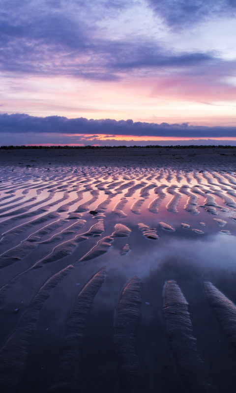 Fondo de pantalla Sand Dunes And Pinky Sunset At Beach 480x800