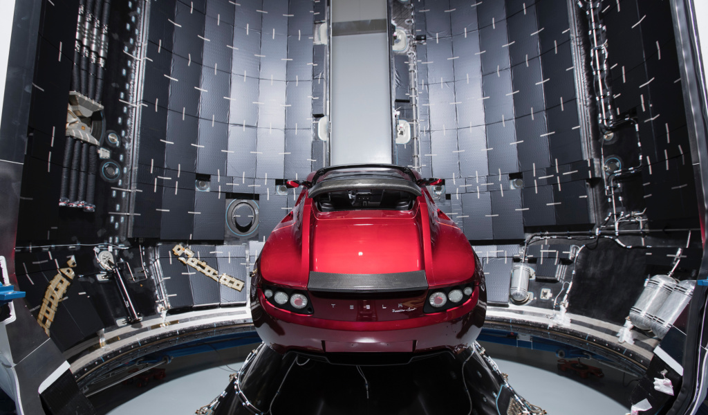 Das SpaceX Starman Tesla Roadster Wallpaper 1024x600
