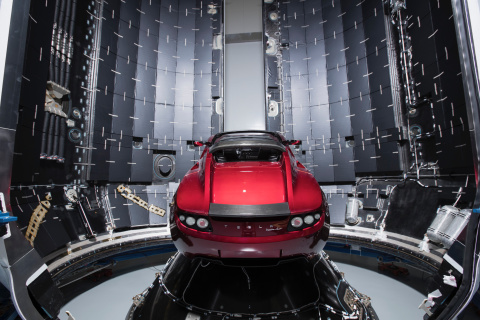 Fondo de pantalla SpaceX Starman Tesla Roadster 480x320