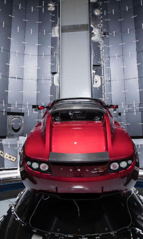 Das SpaceX Starman Tesla Roadster Wallpaper 480x800
