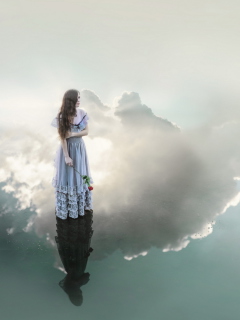 Girl With Rose Standing On Sky screenshot #1 240x320