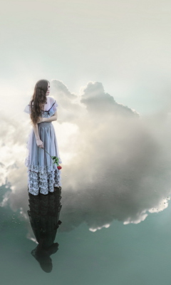 Girl With Rose Standing On Sky wallpaper 240x400