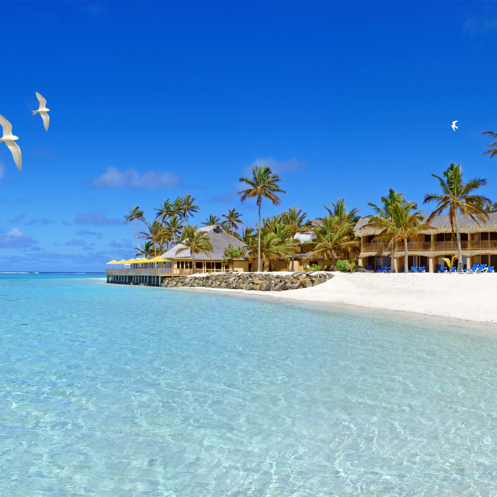 Bungalows At Beach wallpaper 2048x2048