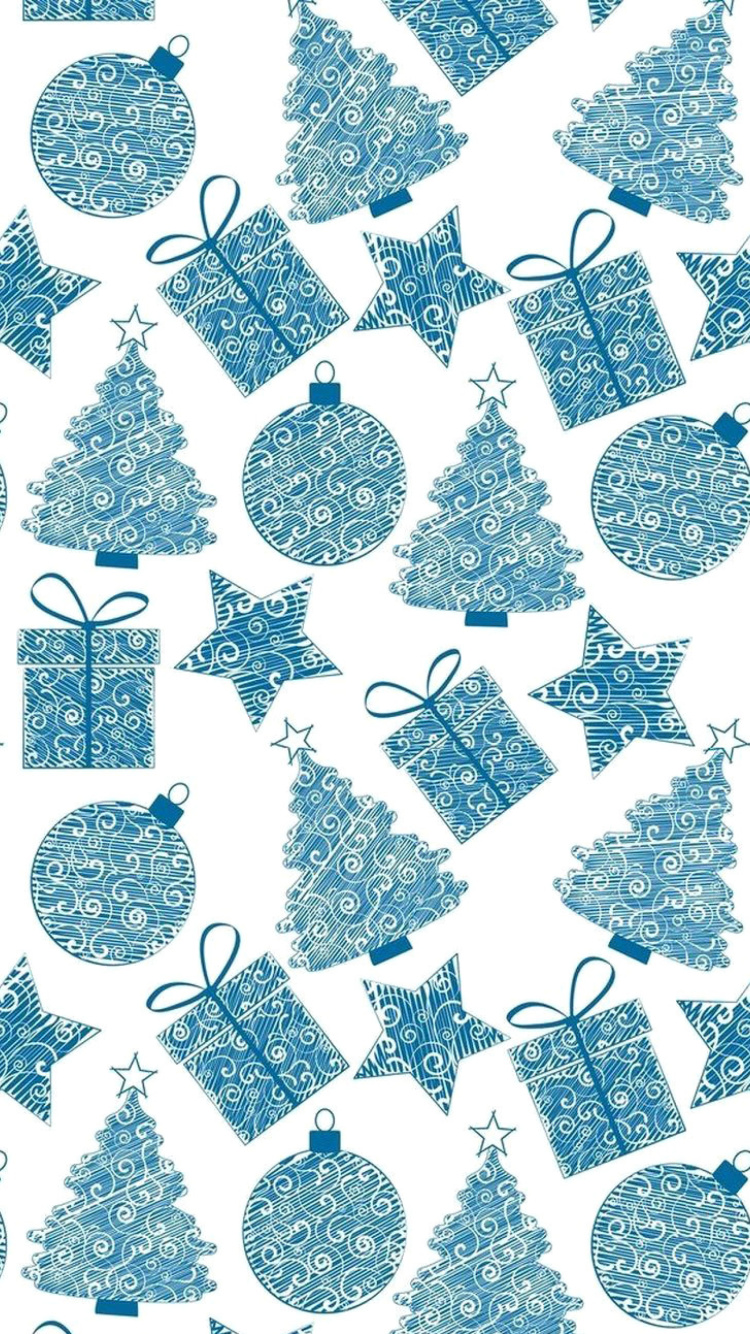 Обои Christmas Blue Texture 750x1334