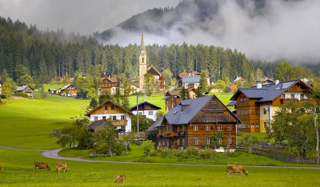 Das Gosau Village - Austria Wallpaper 1024x600