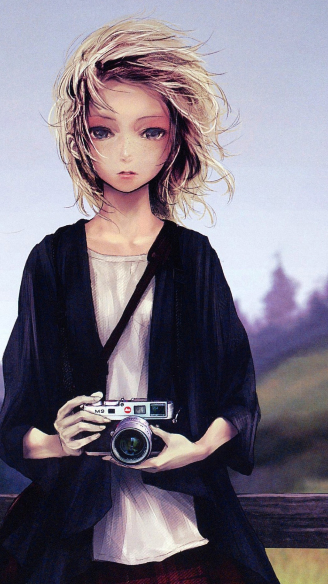 Sfondi Girl With Photo Camera 1080x1920