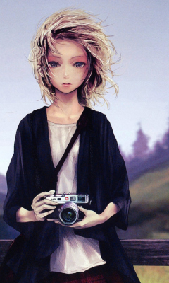 Sfondi Girl With Photo Camera 240x400