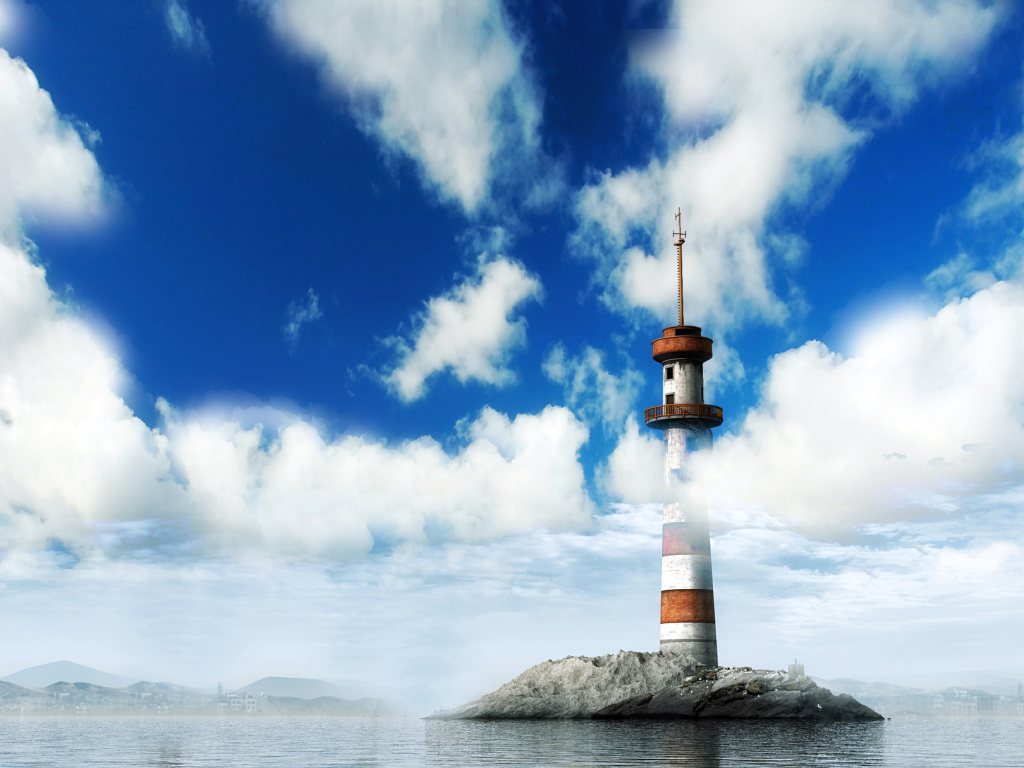 Das Lighthouse on West Coast Wallpaper 1024x768