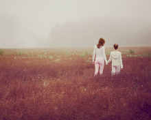 Two Girls Walking In The Field wallpaper 220x176