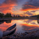 Sfondi Canoe At Sunset 128x128