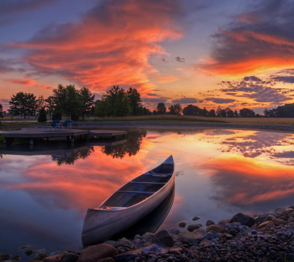 Fondo de pantalla Canoe At Sunset 960x854