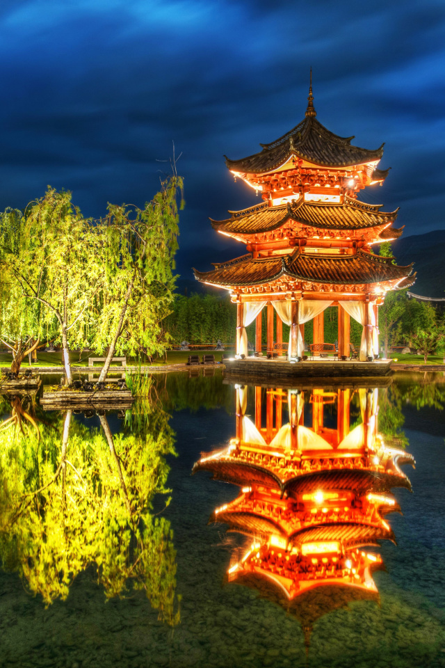 Das Chinese Pagoda HD Wallpaper 640x960