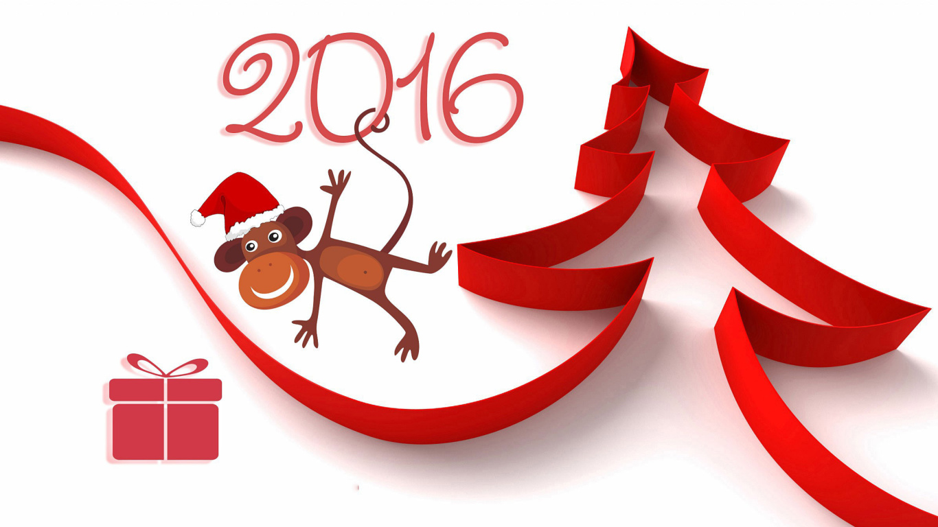 New Year 2016 of Monkey Zodiac wallpaper 1366x768