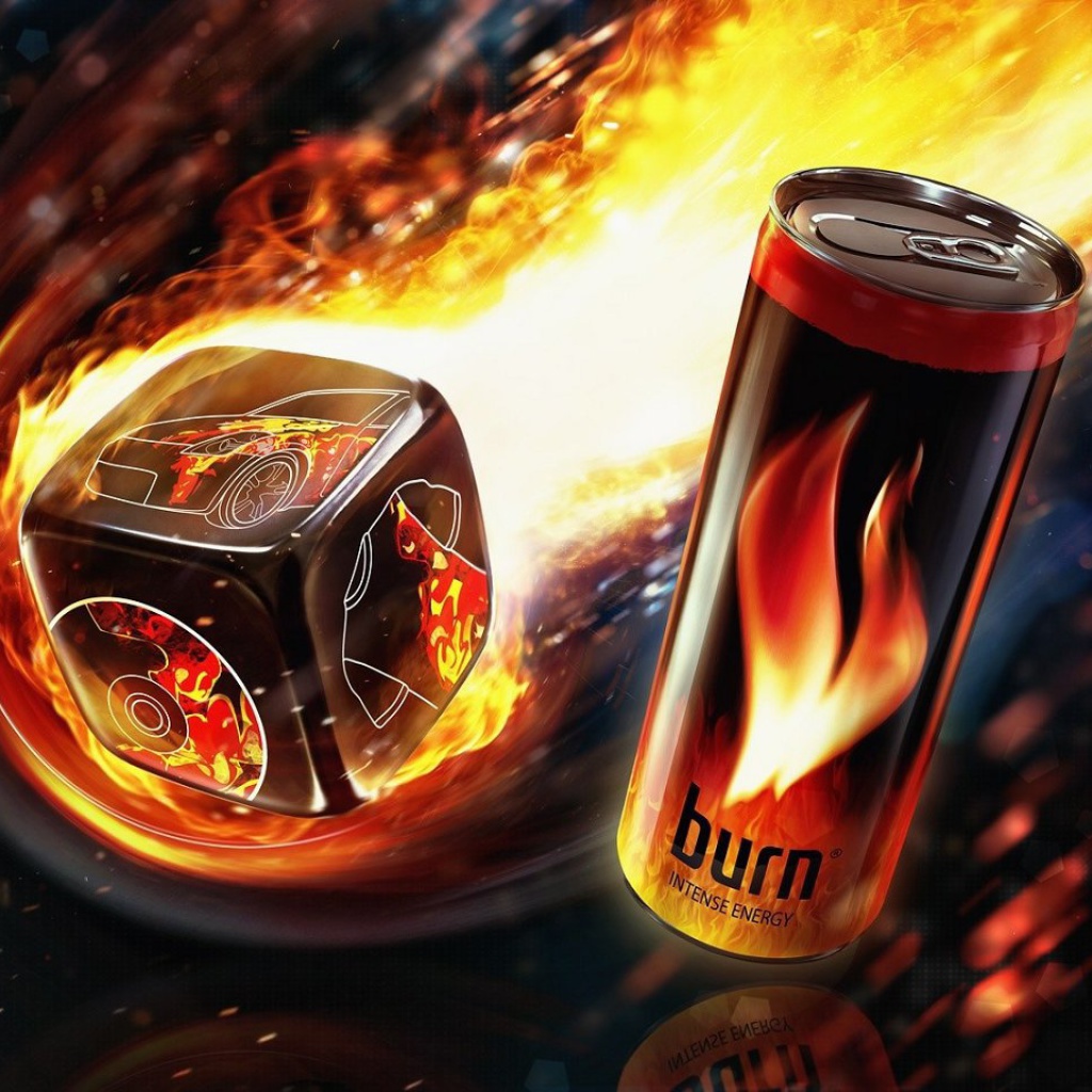 Das Burn energy drink Wallpaper 1024x1024