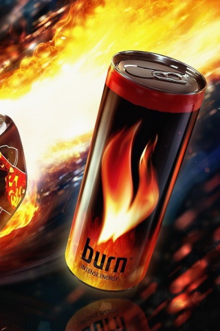 Fondo de pantalla Burn energy drink 320x480