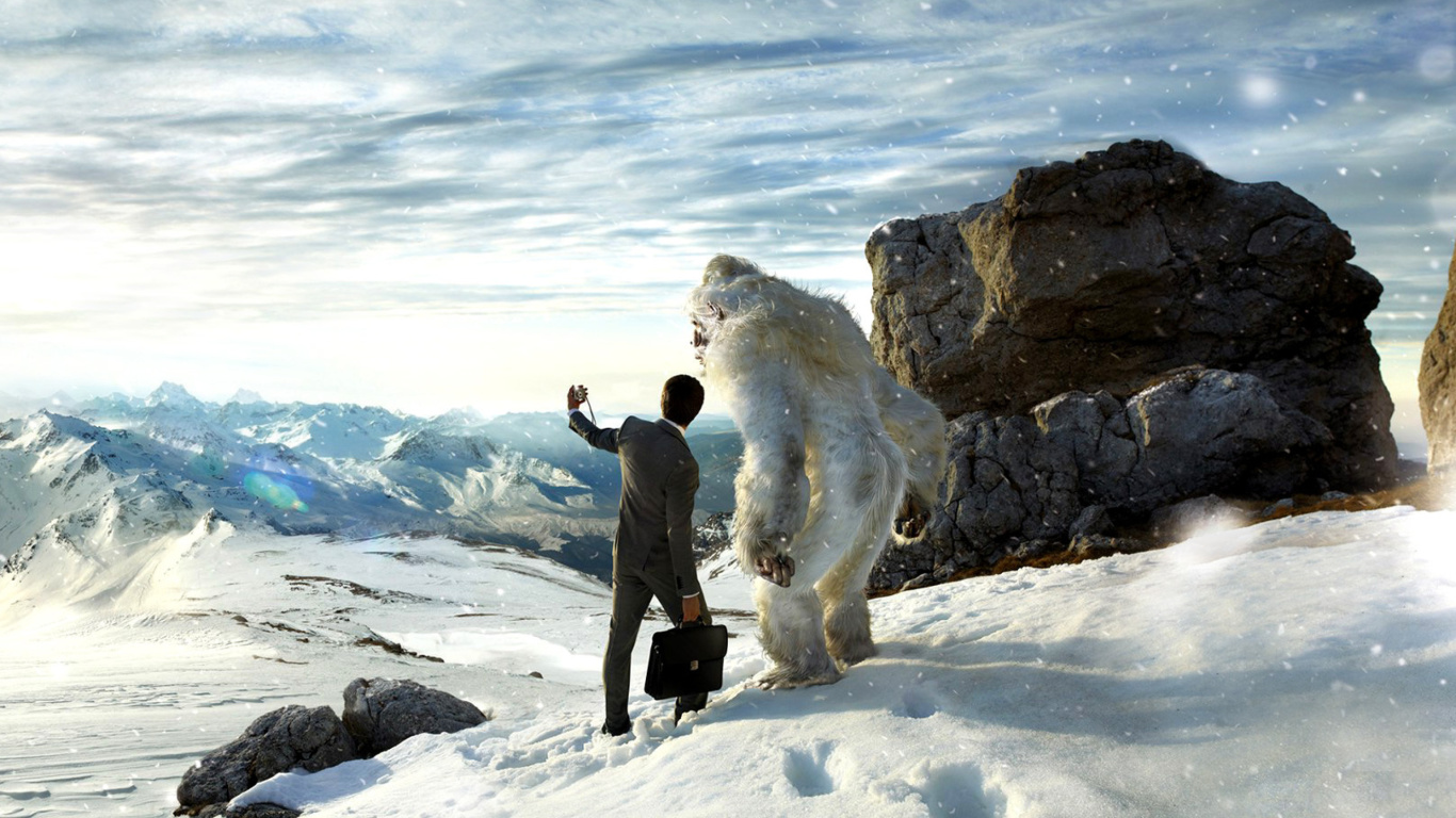 Fondo de pantalla Selfie with Yeti 1366x768