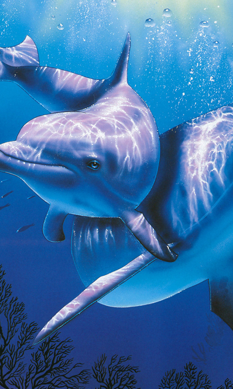 Blue Dolphins wallpaper 768x1280