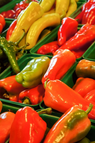 Colorful Peppers wallpaper 320x480