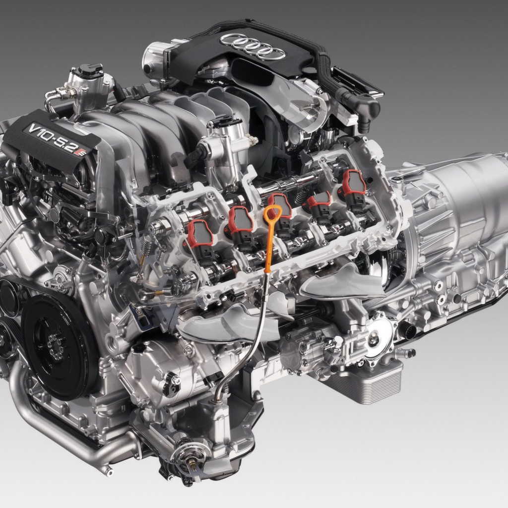 Fondo de pantalla Audi S8 Engine V10 1024x1024