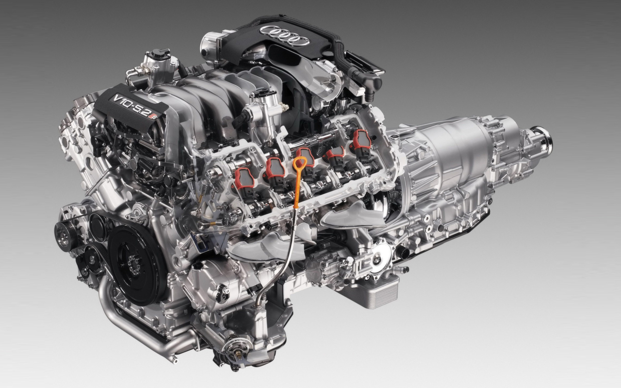 Fondo de pantalla Audi S8 Engine V10 1280x800