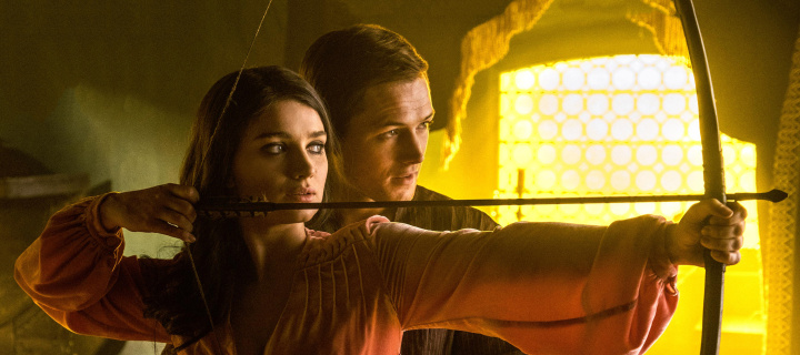 Fondo de pantalla Robin Hood with Taron Egerton and Eve Hewson 720x320