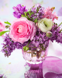 Ranunkulyus And Lilac Bouquet wallpaper 128x160