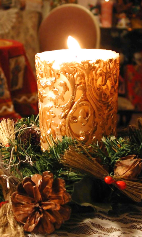 New Year Candle wallpaper 480x800