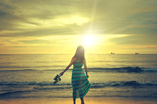 Enjoying Sun And Ocean Wallpaper for Android, iPhone and iPad