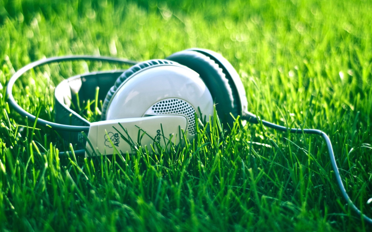 Screenshot №1 pro téma Headphones In Grass 1280x800