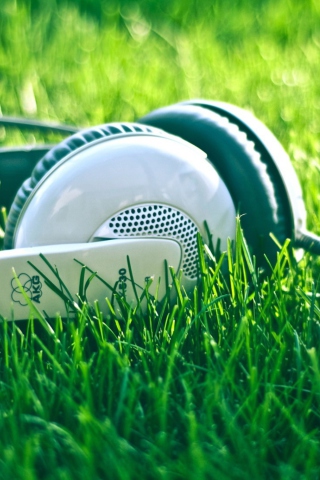 Sfondi Headphones In Grass 320x480