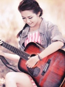 Chinese girl with guitar wallpaper 132x176
