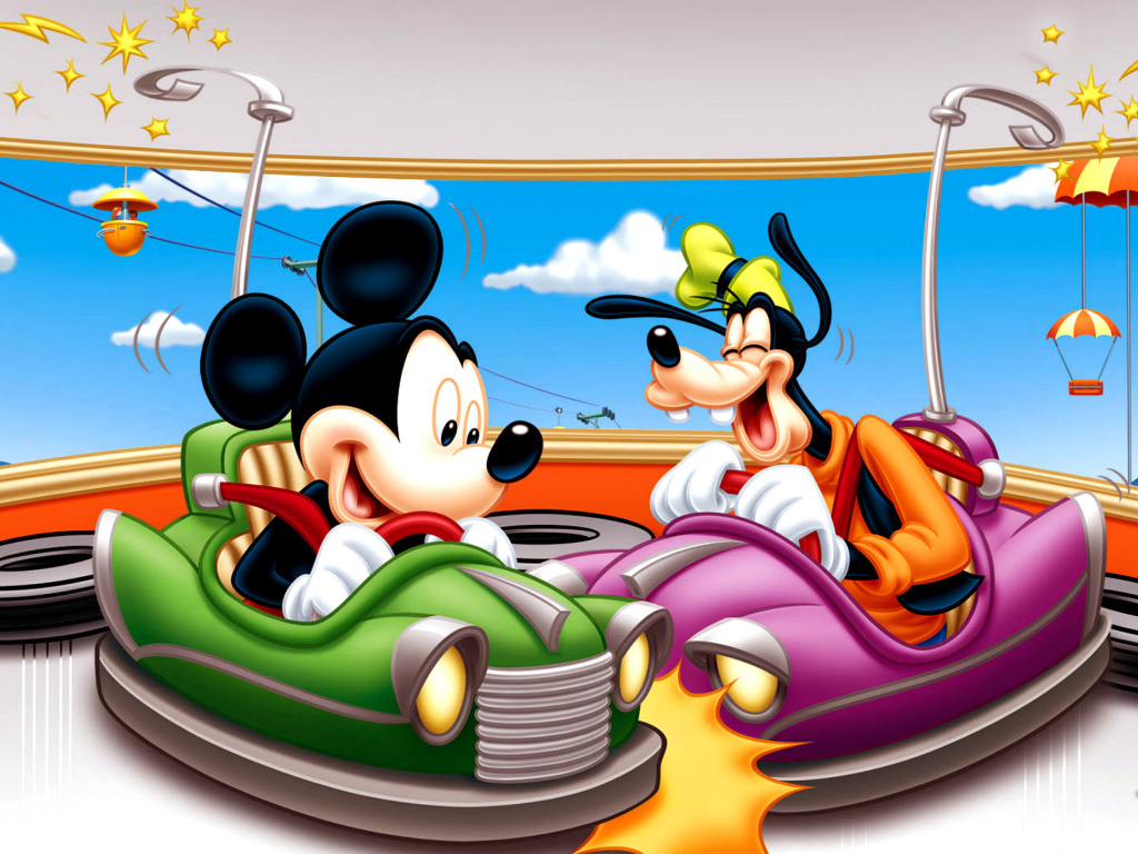 Mickey Mouse in Amusement Park wallpaper 1024x768