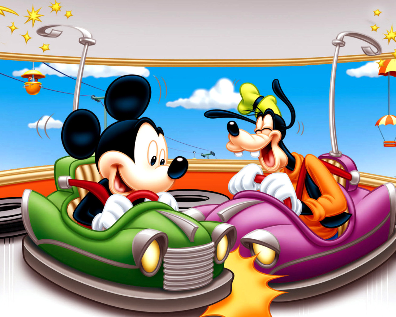 Fondo de pantalla Mickey Mouse in Amusement Park 1280x1024