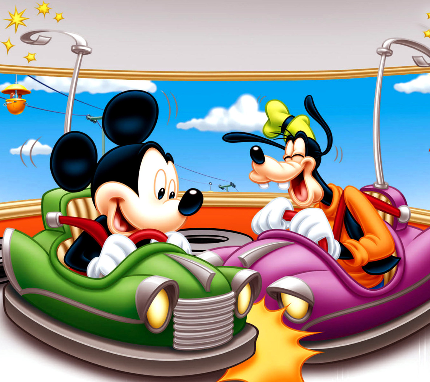 Обои Mickey Mouse in Amusement Park 1440x1280