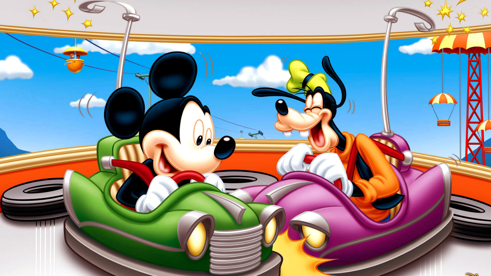 Das Mickey Mouse in Amusement Park Wallpaper 1600x900